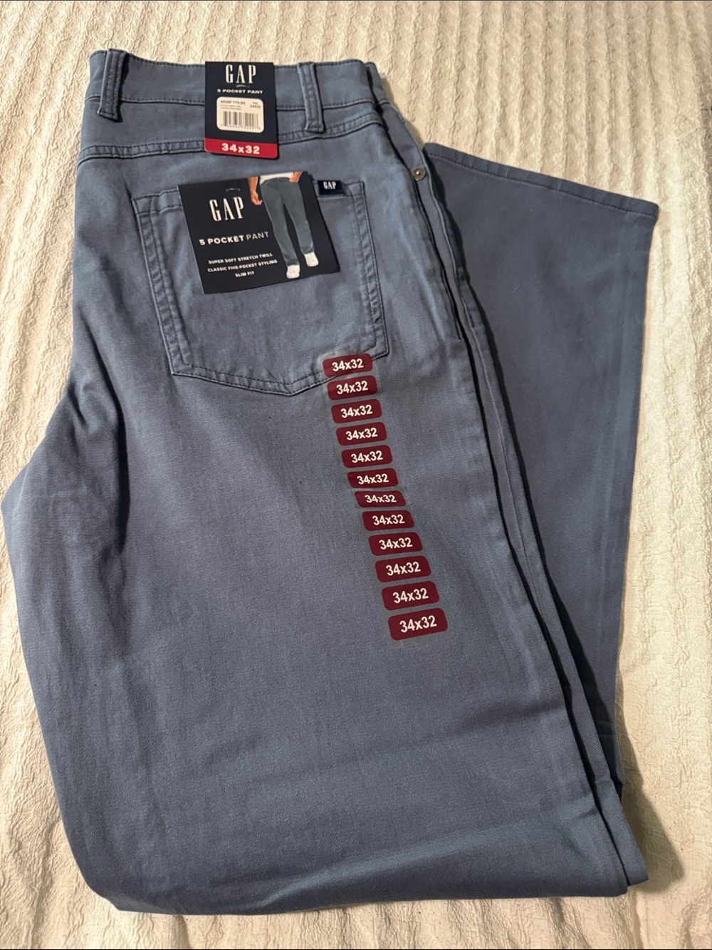 GAP Men's Relaxed 5-Pocket PANT- Slate Blue